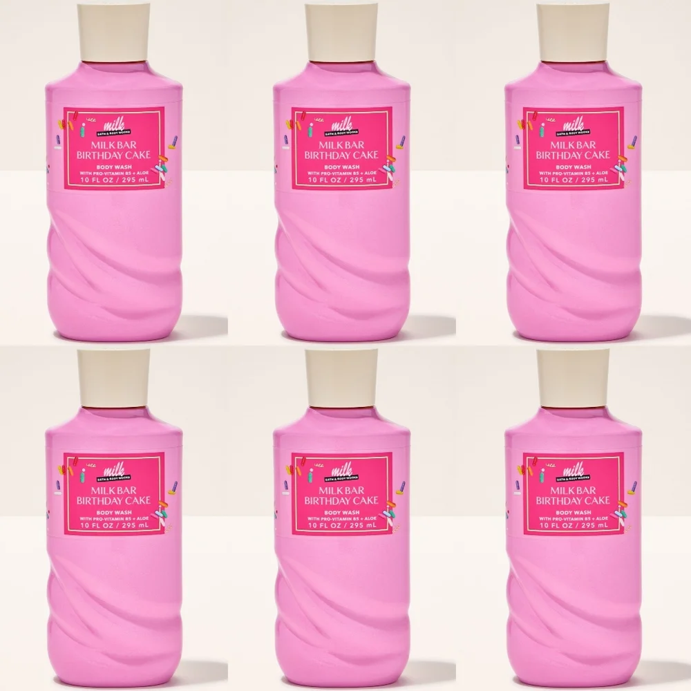 Bath Body Works Milk Bar Birthday Cake Body Wash Set of 6 New RARE